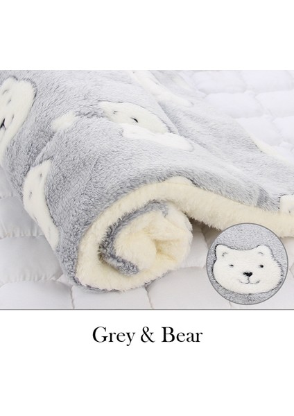 Ayı Stili Ile Gri 32X25CM Köpek Yatağı Matı Evcil Hayvan Battaniye Matı Kedi ve Köpekler Için Kalın Evcil Hayvan Polar Yatak Matı Yavru Köpek Kanepe Yastık Yatak Örtüsü (Yurt Dışından)