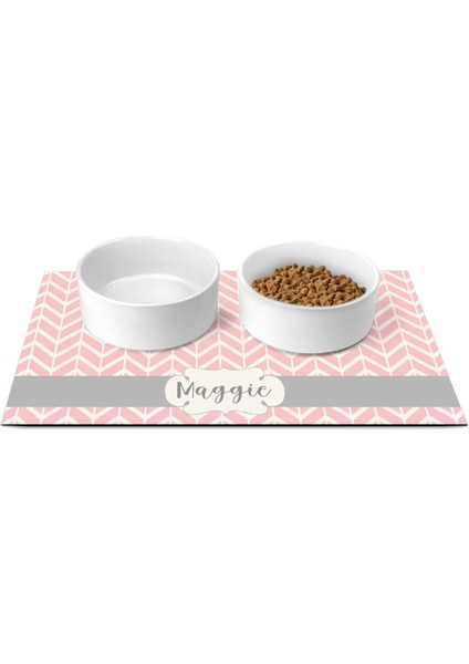 Gümüş Tarzı 40X25CM Köpek Kedi Için Özel Ad Desenli Kolay Yıkanabilen Pet Yemlik Matı Pet Mat Kap Tabak Pet Mat Su Içme Matı Pet Mat Mama Matı Pu Malzeme Özelleştirilmiş Isim Deseni (Yurt Dışından)
