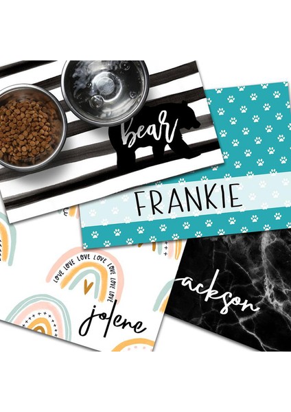 Gümüş Tarzı 40X25CM Köpek Kedi Için Özel Ad Desenli Kolay Yıkanabilen Pet Yemlik Matı Pet Mat Kap Tabak Pet Mat Su Içme Matı Pet Mat Mama Matı Pu Malzeme Özelleştirilmiş Isim Deseni (Yurt Dışından) fiyatları