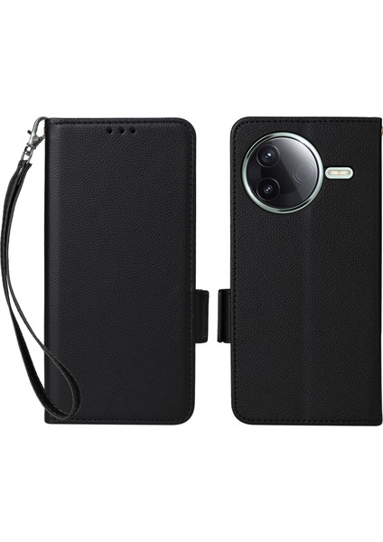Xiaomi Poco F7 Pro 5g / Poco F7 Ultra 5g Litchi Doku Pu Deri Cüzdan Telefon Kılıfı Kayışlı (Yurt Dışından)