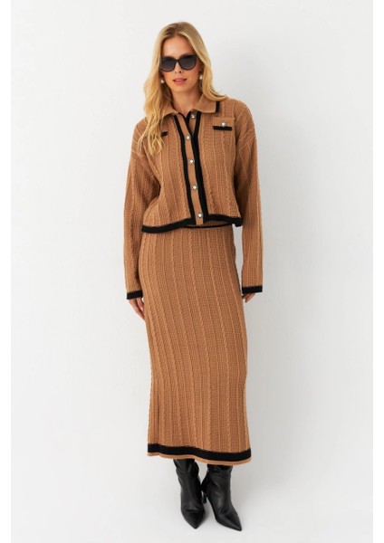 Kadın Camel Ikili Alt Üst Triko Takım NUV34 fırsatları