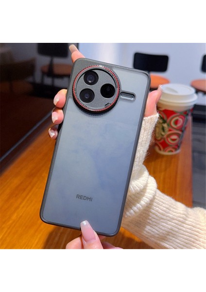 Xiaomi Poco F7 Pro 5g Kırmızı Lens Halkası Darbeye Dayanıklı Tpu + Pc Yarı Saydam Telefon Kılıfı (Yurt Dışından)