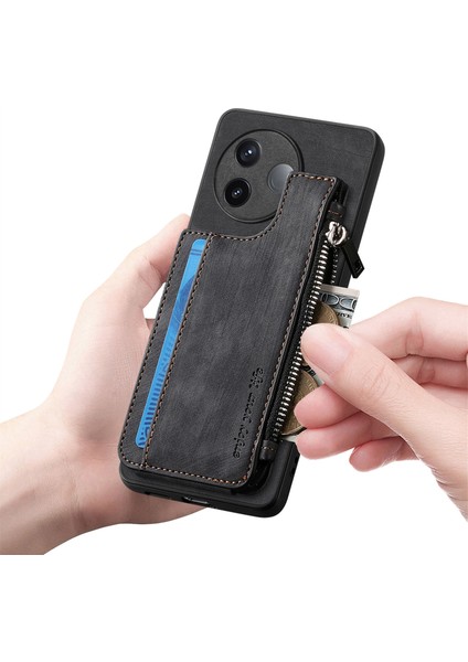 Xiaomi Poco F7 Pro 5g Fermuarlı Kart Tutucu Kickstand Deri + Pc + Tpu Telefon Kılıfı (Yurt Dışından) fiyatları