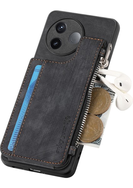 Xiaomi Poco F7 Pro 5g Fermuarlı Kart Tutucu Kickstand Deri + Pc + Tpu Telefon Kılıfı (Yurt Dışından) indirimleri