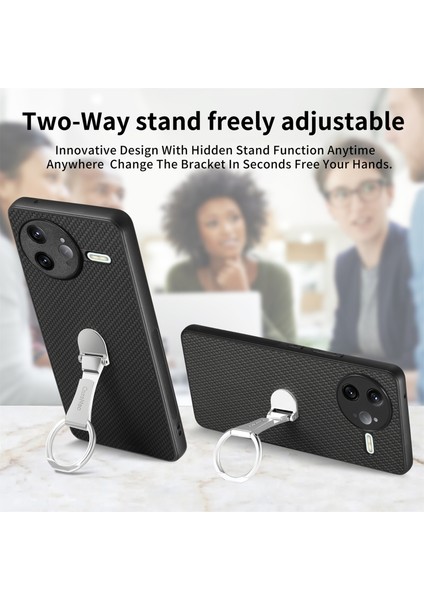 Xiaomi Poco F7 Ultra 5g Karbon Fiber Doku Katlanır Kickstand Deri Arka Kapak (Yurt Dışından)