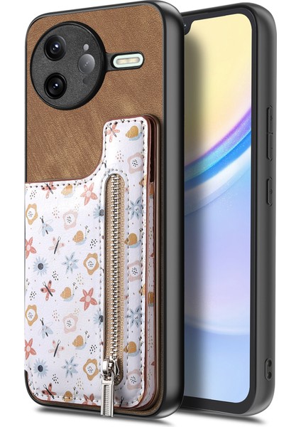 Xiaomi Poco F7 Ultra 5g Deri Telefon Kılıfı Fermuarlı Kart Çantası Ayaklı (Yurt Dışından)