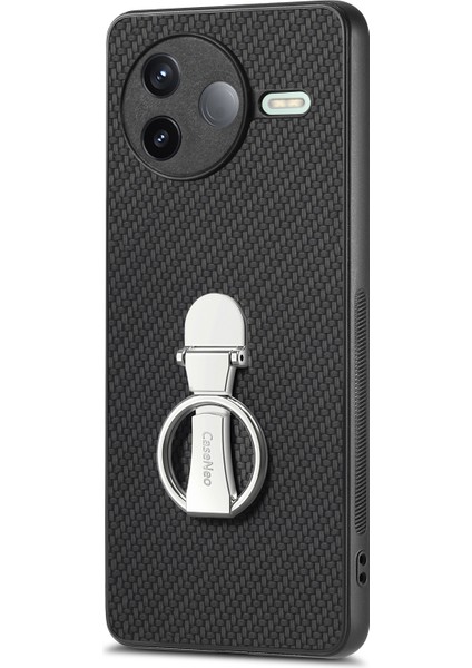 Xiaomi Poco F7 Pro 5g Katlanır Kickstand Deri Arka Kapak Karbon Fiber Doku (Yurt Dışından)