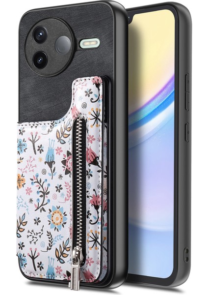 Xiaomi Poco F7 Pro 5g Deri Telefon Kılıfı Fermuarlı Kart Çantası Ayaklı (Yurt Dışından)