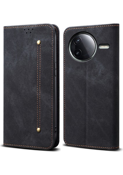 Xiaomi Poco F7 Pro 5g Kot Kumaş Dokusu Çizilmez Deri Stand Telefon Kılıfı (Yurt Dışından)