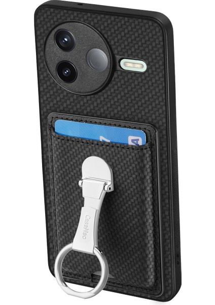 Xiaomi Poco F7 Pro 5g Karbon Fiber Doku Deri Telefon Arka Kapağı Kickstand ve Kart Yuvaları ile (Yurt Dışından) fiyatları