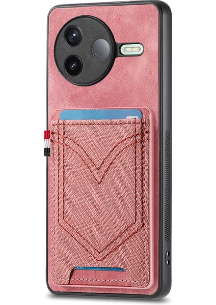 Xiaomi Poco F7 Pro 5g Retro Jean Kumaş Doku Deri Arka Kapak Kart Tutucu ile (Yurt Dışından)