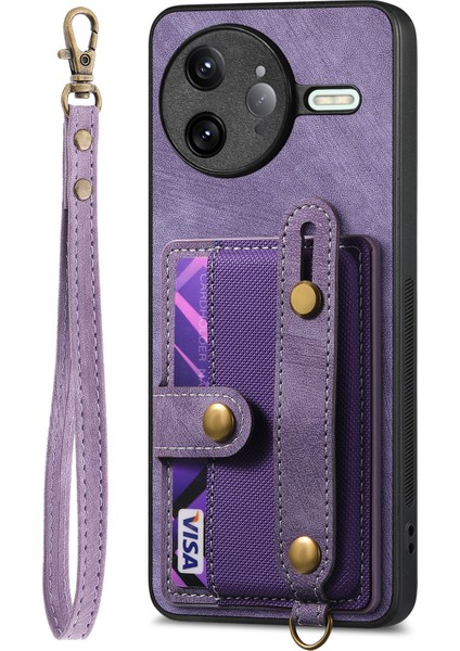 Xiaomi Poco F7 Ultra 5g Retro Pu Deri Arka Kapak Kart Tutucu ve Bileklik Ayaklığı ile (Yurt Dışından)