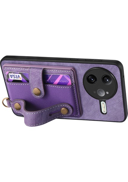 Xiaomi Poco F7 Ultra 5g Retro Pu Deri Arka Kapak Kart Tutucu ve Bileklik Ayaklığı ile (Yurt Dışından)