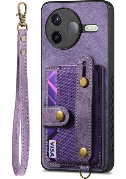 Xiaomi Poco F7 Pro 5g Retro Pu Deri Arka Kapak Kart Tutucu ve Bileklik Ayaklığı ile (Yurt Dışından) fiyatları