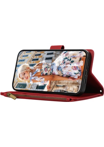 Xiaomi Poco F7 Ultra 5g Çoklu Kart Yuvaları Fermuarlı Deri Telefon Kılıfı Bilek Kayışı ile (Yurt Dışından)