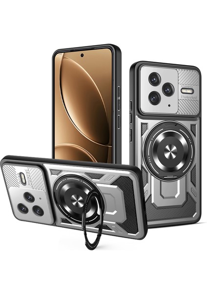 Xiaomi Poco F7 Pro 5g Manyetik Kılıf Döner Ayak Tpu + Pc Telefon Kılıfı (Yurt Dışından)