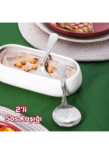 5216 Metal Gümüş 2li Sos Kaşığı 13CM