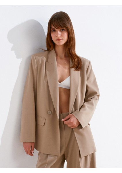 60767 Blazer Ceket-Bej