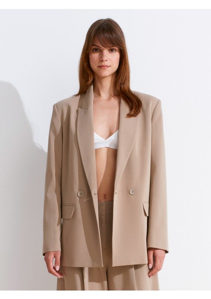 60767 Blazer Ceket-Bej