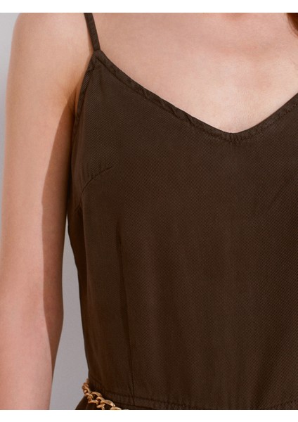 72024 Parçaboya Lyocell Denim Tulum-Kahve fırsatları