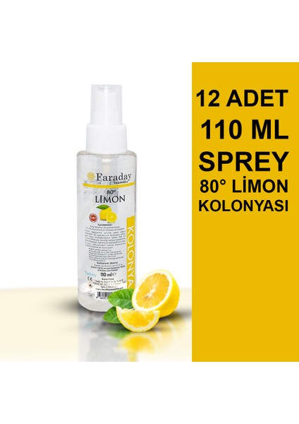 Limon Kolonyası Çanta Cep Tipi Sprey 80° 12'li Ambalaj 110 ml