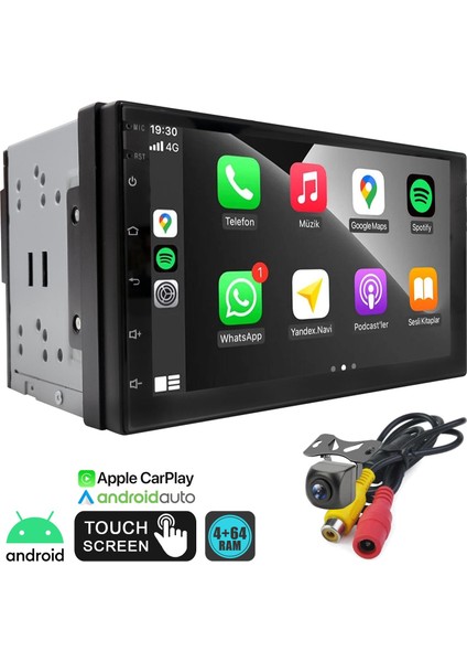 7" Android Double Teyp 4-64 Kameralı Rose DC-8250BT-464 R9