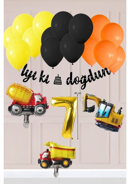7 Yaş Inşaat Konsept Doğum Günü Balon Seti Inşaat Araçları Tema Balon Zinciri fiyatları