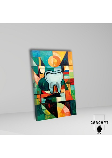 Tekli Dikey Kanvas Diş Poliklinik Tablosu Renkli Tasarım Diş fiyatları