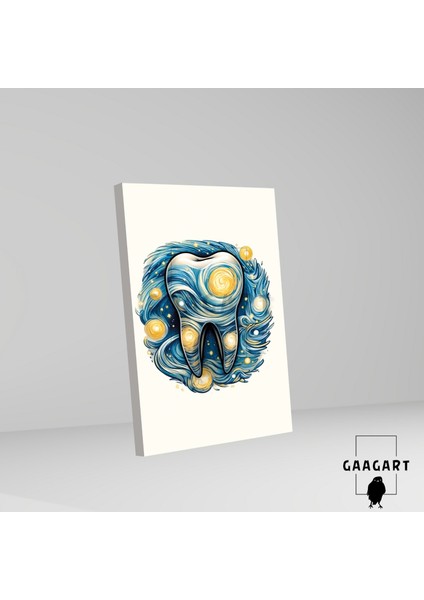 Tekli Dikey Kanvas Diş Poliklinik Tablosu Yıldızlı Gece Tasarımlı Diş fiyatları