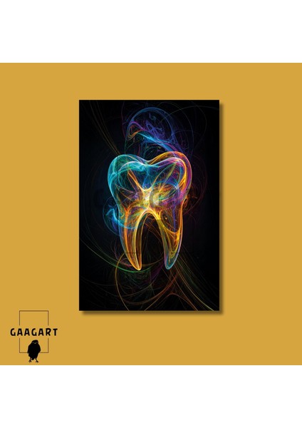 Tekli Dikey Kanvas Diş Poliklinik Tablosu Işık Hüzmelerinden Diş fiyatları