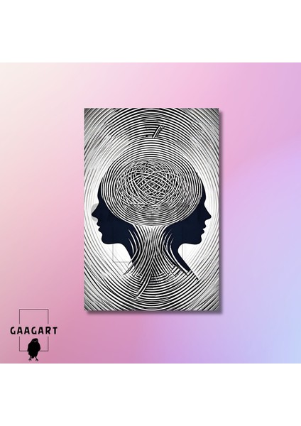 Tekli Dikey Kanvas Psikoloji Poliklinik Tablosu Soyut Silüetler modelleri