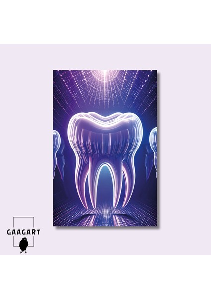Tekli Dikey Kanvas Diş Poliklinik Tablosu Mor Tasarım Diş fiyatları