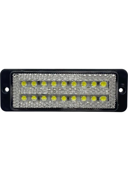 12V-24V Ikaz Lambası 18-Ledli Beyaz Delikli (Düz ve Çakarlı) (101*35 Mm) Unıversal