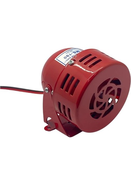 24V Motorlu Metal Siren Mini (Kırmızı) (110-130 Db) (75 Mm)