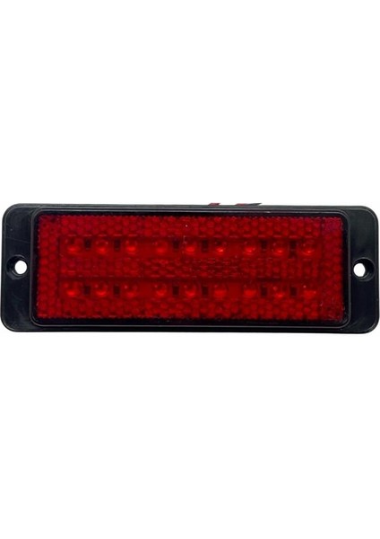 12V-24V Ikaz Lambası 18-Ledli Kırmızı Delikli (Düz ve Çakarlı) (101*35 Mm) Unıversal