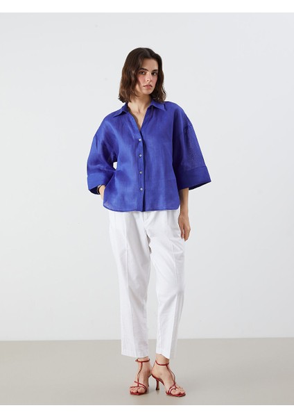 Yeni Sezon Oversize 0 Keten Kadin Gomlek - S5QJ57Z8