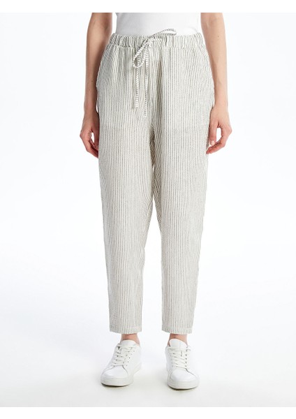 Yeni Sezon Beli Lastikli Cizgili Muslin Kadin Pantolon - S5NI07Z8 fiyatları
