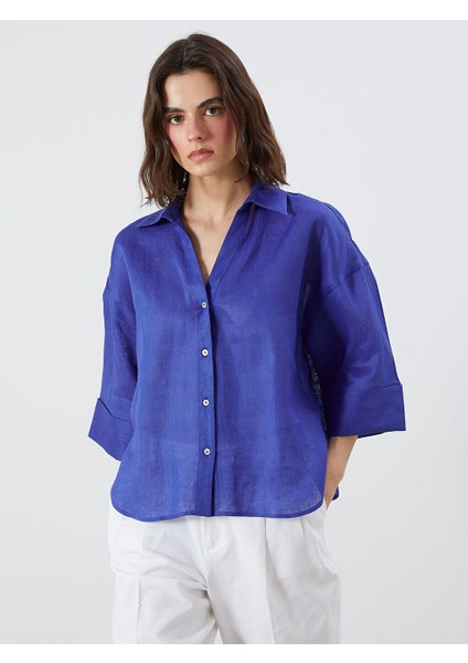 Yeni Sezon Oversize 0 Keten Kadin Gomlek - S5QJ57Z8