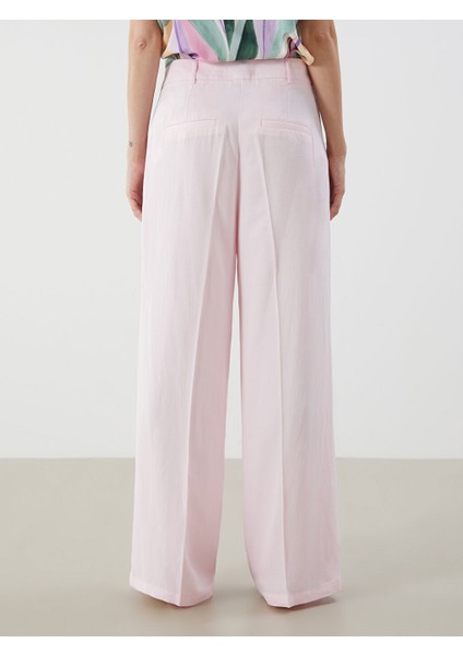 Yeni Sezon Loose Fit Keten Karisimli Kadin Pantolon - S5QY61Z8 fırsatları
