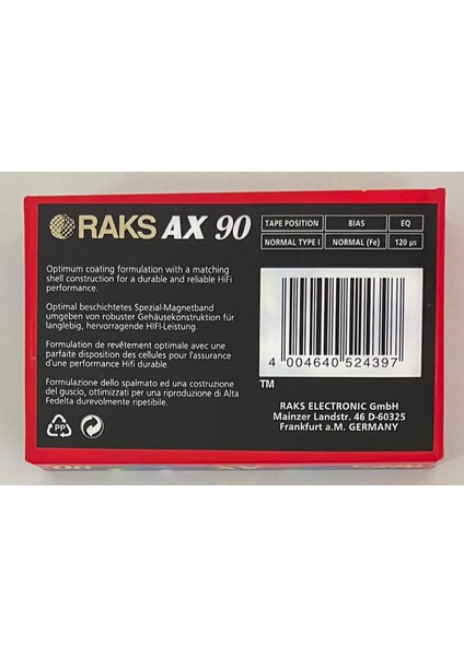 Ax 90 Boş Kaset (Jelatininde Sıfır Boş Kaset)