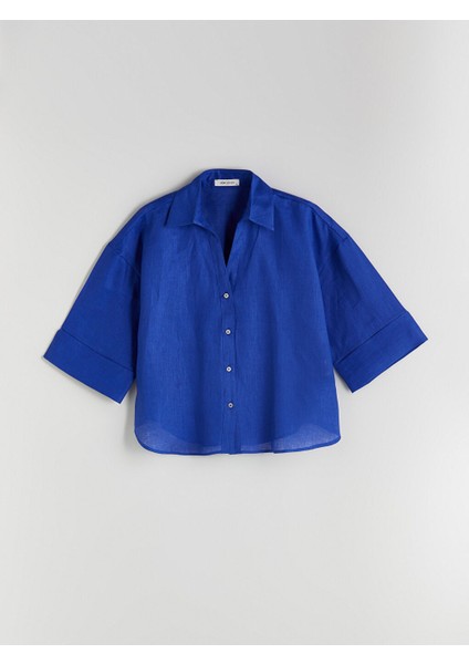 Yeni Sezon Oversize 0 Keten Kadin Gomlek - S5QJ57Z8 indirimleri