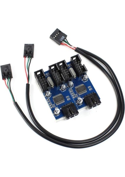 Anakart USB 9 Pin Hub Erkek 1-2/4 Dişi USB 2.0 Splitter Uzatma Kablosu