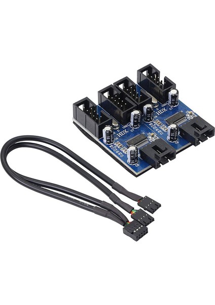 Anakart USB 9 Pin Hub Erkek 1-2/4 Dişi USB 2.0 Splitter Uzatma Kablosu