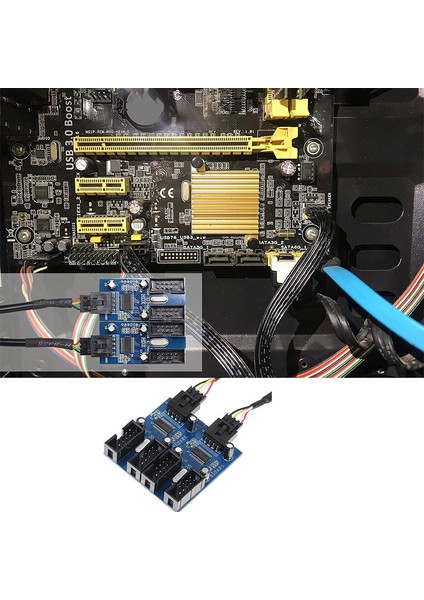 Anakart USB 9 Pin Hub Erkek 1-2/4 Dişi USB 2.0 Splitter Uzatma Kablosu