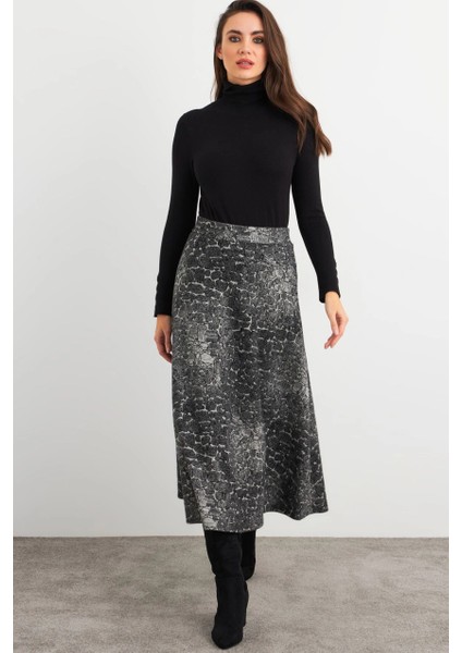 Kadın Taş-Siyah Desenli Çan Etek MLON3007 fiyatları