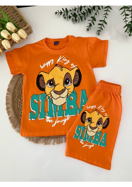 Aslan Figürlü Şort-Tshirt Erkek Çocuk Ikili Takım