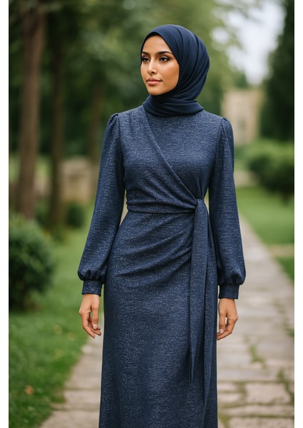 Simli Tesettür Kalem Bağlamalı Abiye Elbise fiyatları