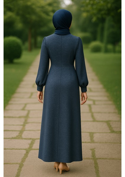 Simli Tesettür Kalem Bağlamalı Abiye Elbise modelleri