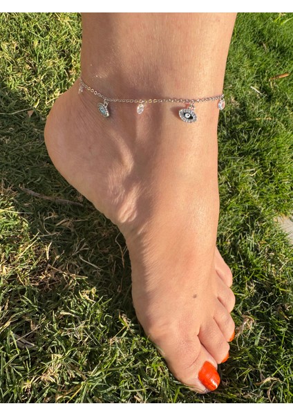 Göz Charmlı Taş Sallantılı Halhal Gold Renk