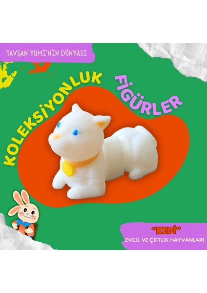 Evcil ve Çiftlik Hayvanları Koleksiyonu - 4 Parça Hareketli Eğlenceli Oyuncaklar ve Bilgilendirici Kartlar- Köpek, Kedi, Tavşan, İnek fırsatları